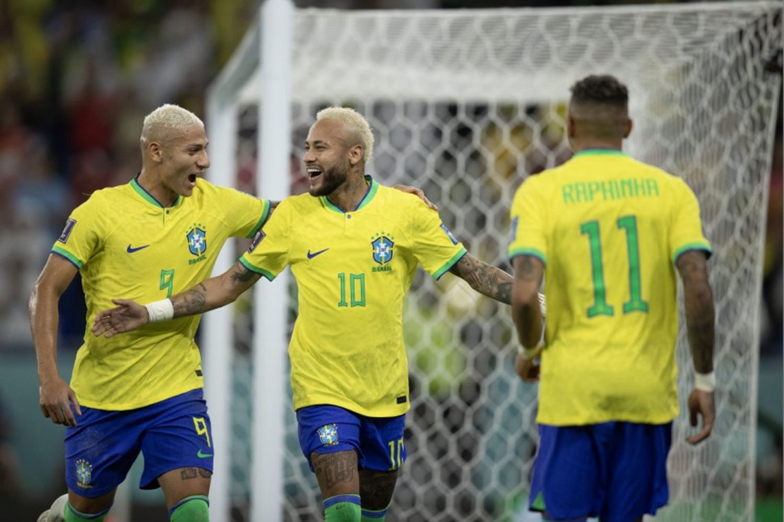 Brasil x Coreia pelas oitavas de final da Copa do Mundo do Catar. Richarlison e Neymar. Foto: Lucas Figueiredo/CBF